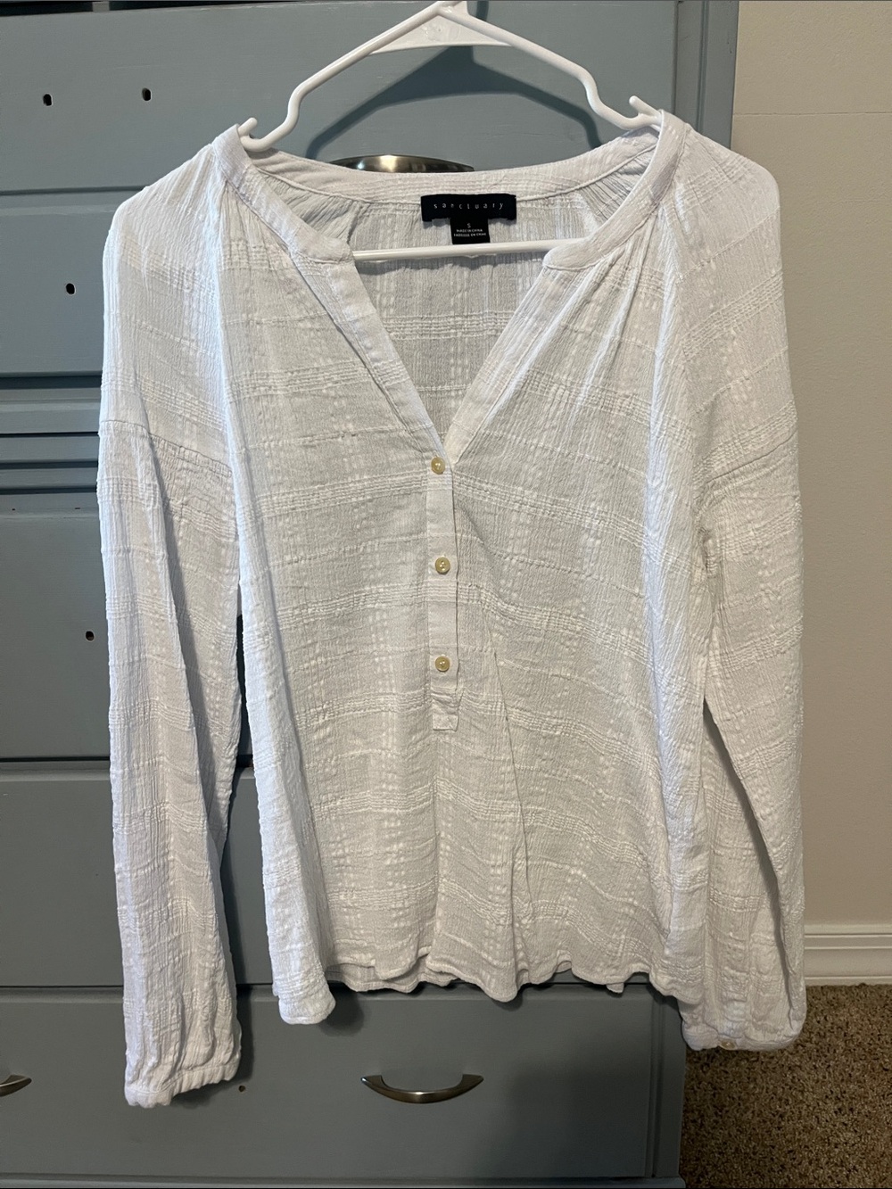 Sanctuary White Breezy Long Sleeve Top with Buttons